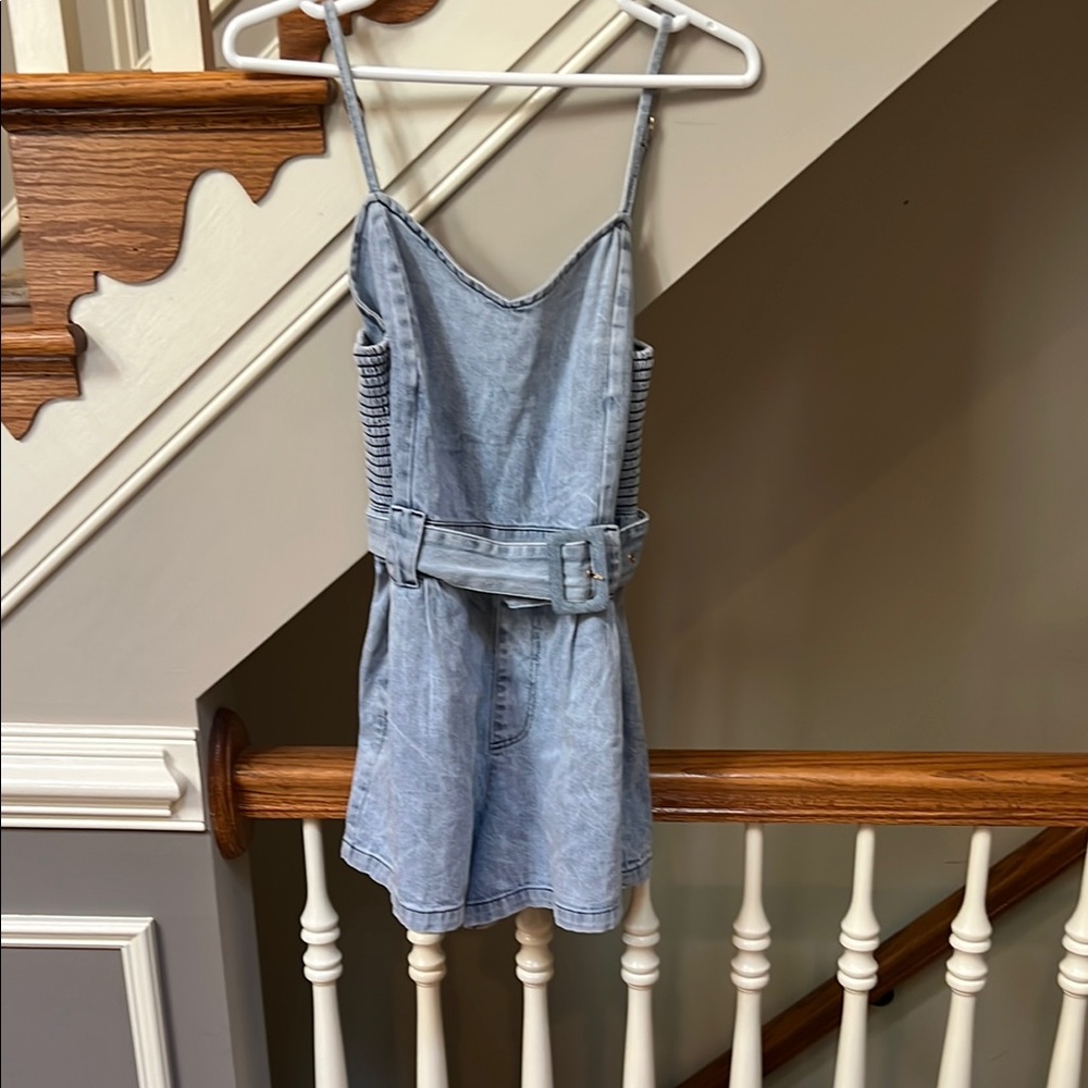 Show Me Your MuMu Light Blue Denim Romper